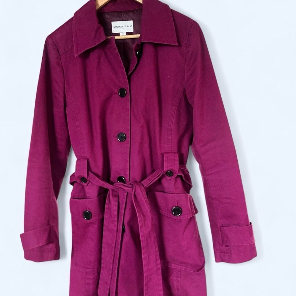 Banana Republic Fuchsia Trench Coat - Picture 1 of 6